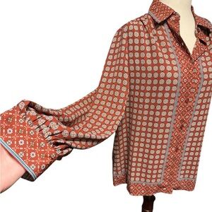Max Studio Printed Button Down Blouse